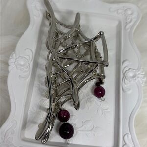 Ruby and Garnet Spider Web Hair Clip